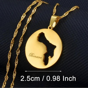 Curacao, Bonaire, Rincon Map Necklace Collection