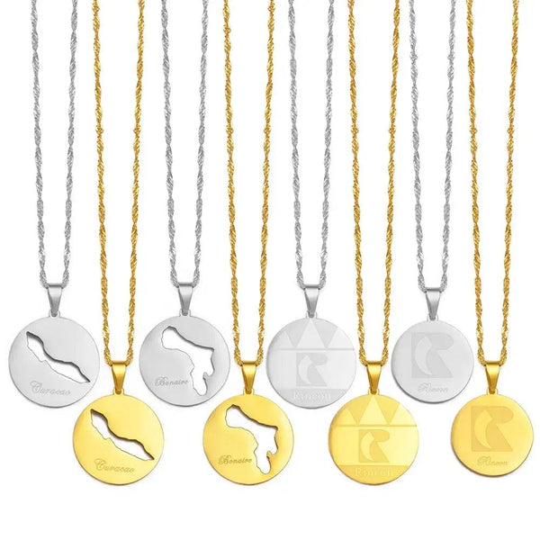 Curacao, Bonaire, Rincon Map Necklace Collection