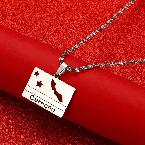 Curacao Flag Map Necklace