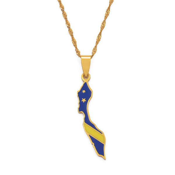 Curacao Flag Map Necklace