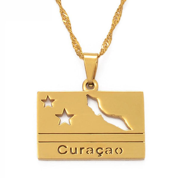 Curacao Flag Map Necklace