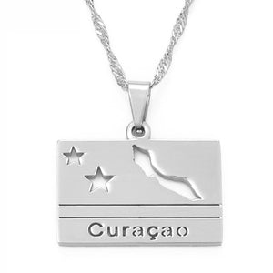 Curacao Flag Map Necklace