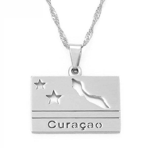 Curacao Flag Map Necklace