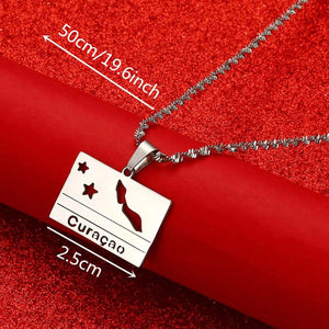 Curacao Flag Map Necklace