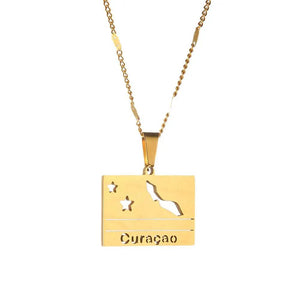 Curacao Flag Map Necklace