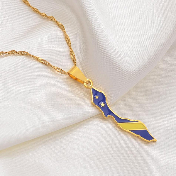 Curacao Flag Map Necklace