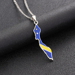 Curacao Flag Map Necklace