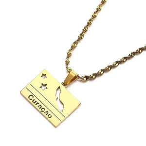 Curacao Flag Map Necklace