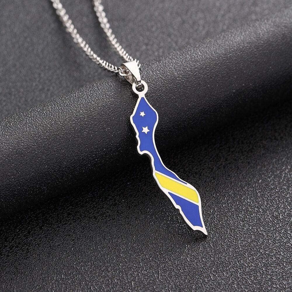 Curacao Flag Map Necklace