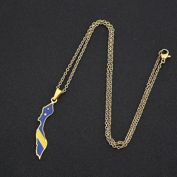 Curacao Flag Map Necklace