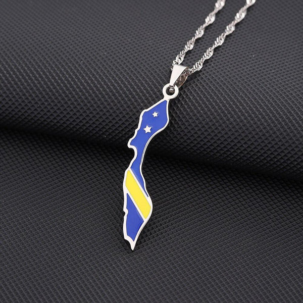 Curacao Flag Map Necklace