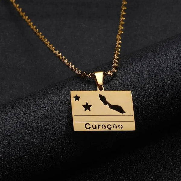 Curacao Flag Map Necklace