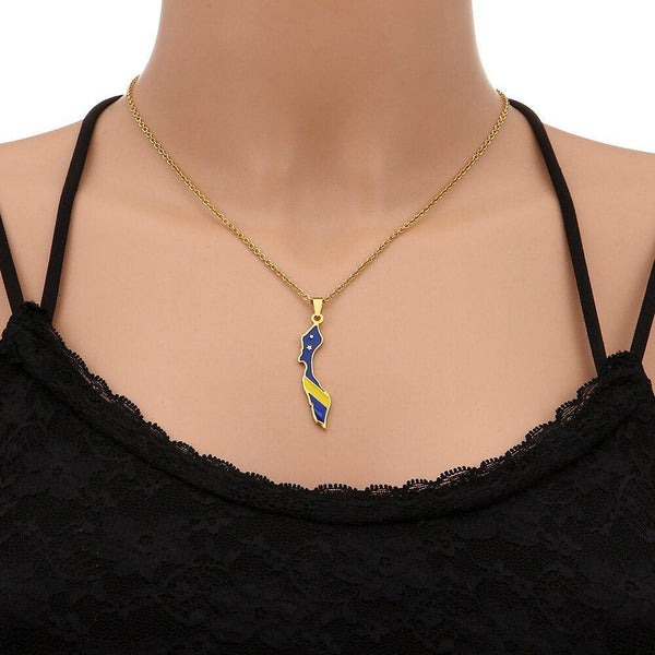 Curacao Flag Map Necklace