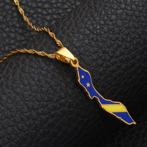 Curacao Flag Map Necklace