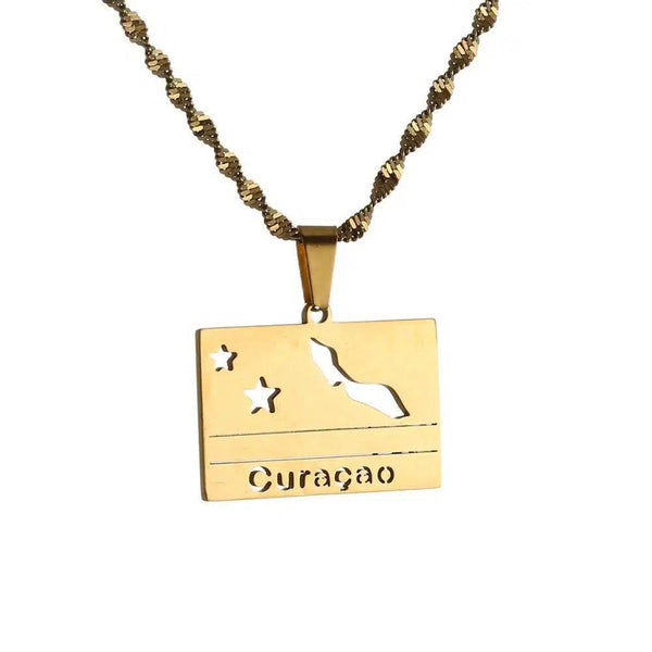 Curacao Flag Map Necklace