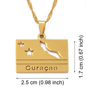 Curacao Flag Map Necklace