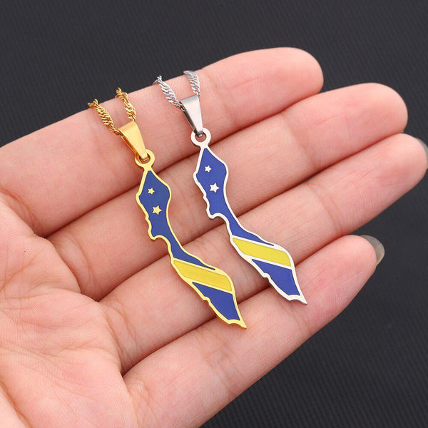 Curacao Flag Map Necklace