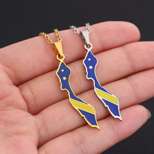 Curacao Flag Map Necklace