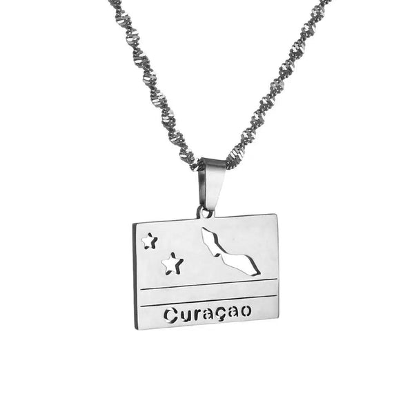 Curacao Flag Map Necklace