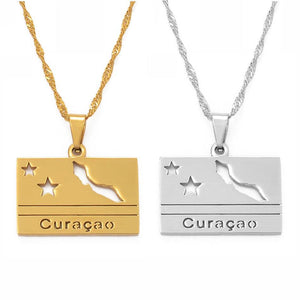 Curacao Flag Map Necklace