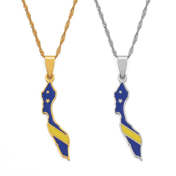 Curacao Flag Map Necklace