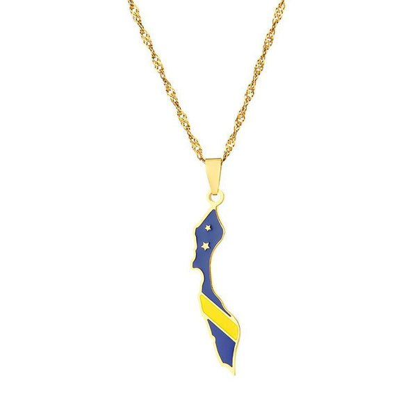 Curacao Flag Map Necklace