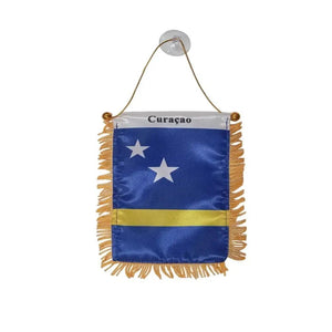 Curacao Hanging Flag for Car - Small Rearview Mirror Flag