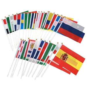 Custom Country Flag on Stick - Small Handheld Flag (50/100Pcs)
