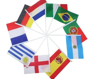Custom Country Flag on Stick - Small Handheld Flag (50/100Pcs)