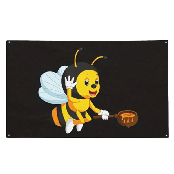 Cute Bee Flag - 90x150cm(3x5ft) - 60x90cm(2x3ft)