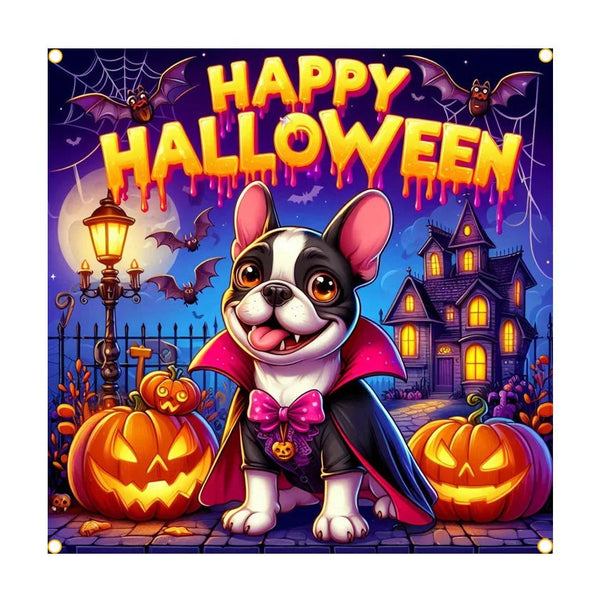 Cute Dog Halloween Flag - 150x150cm(5x5ft) - 90x90cm(3x3ft) Funny Dog Flags