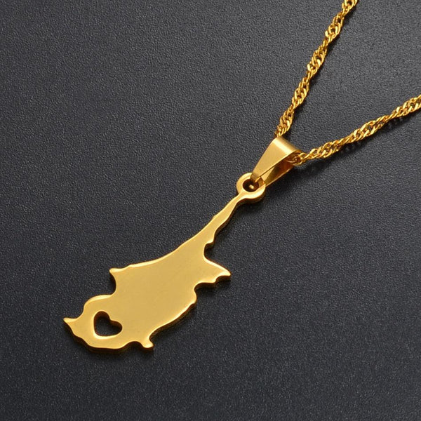 Cyprus Map Necklace