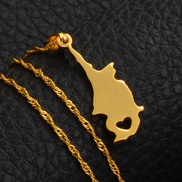 Cyprus Map Necklace