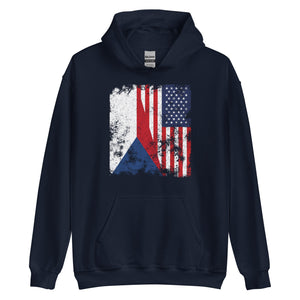 Czech Republic USA Flag - Half American Hoodie