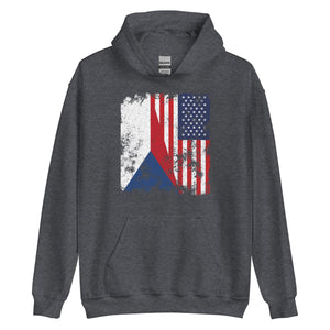 Czech Republic USA Flag - Half American Hoodie