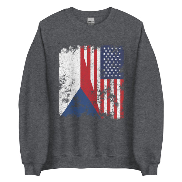 Czech Republic USA Flag - Half American Sweatshirt