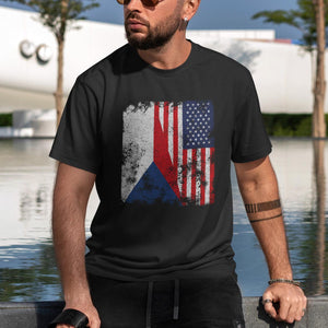 Czech Republic USA Flag - Half American T-Shirt