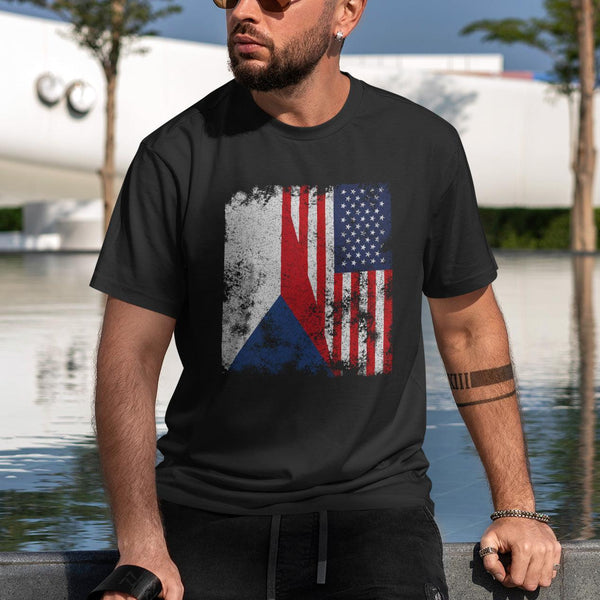 Czech Republic USA Flag - Half American T-Shirt