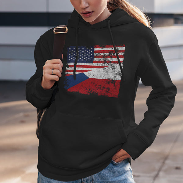 Czech Republic USA Flag Hoodie