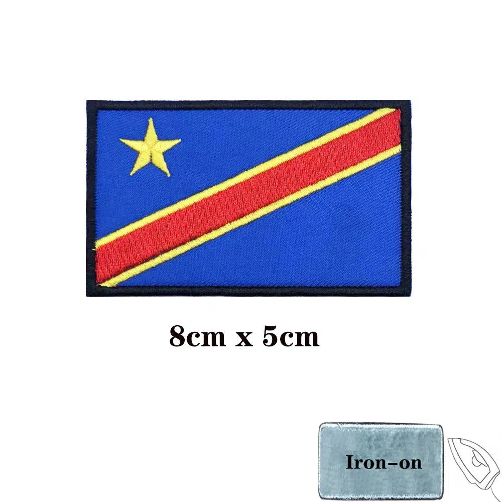 Democratic Republic of Congo Flag Patch - Iron On/Hook & Loop Patch