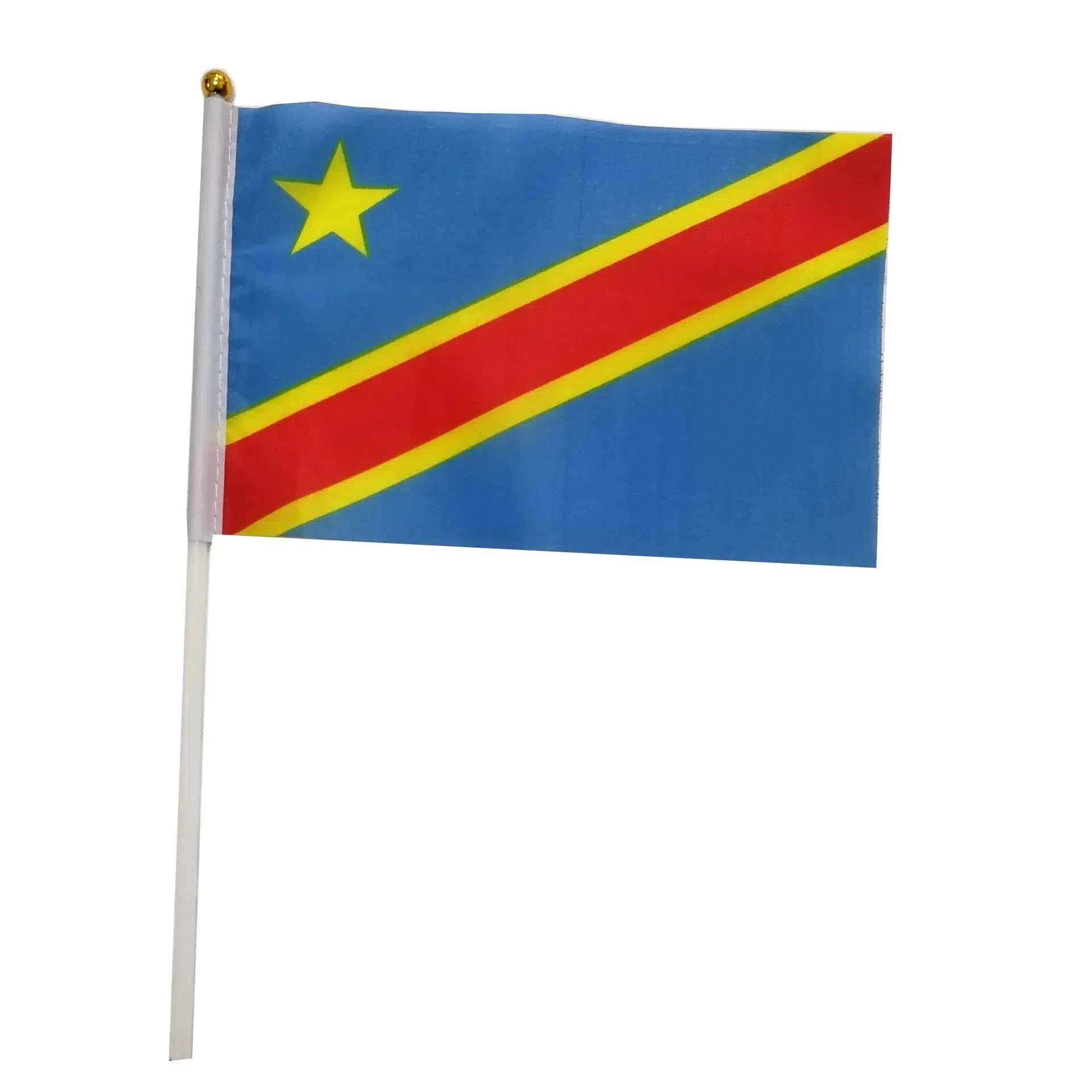 Democratic Republic of Congo Flag on Stick - Handheld Flag (50/100Pcs)