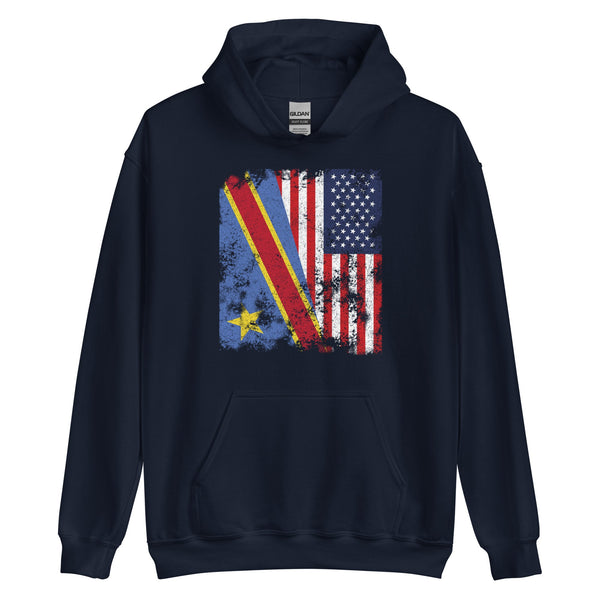 Democratic Republic of Congo USA Flag Hoodie