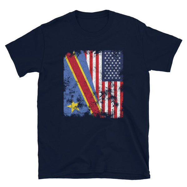 Democratic Republic of Congo USA Flag T-Shirt