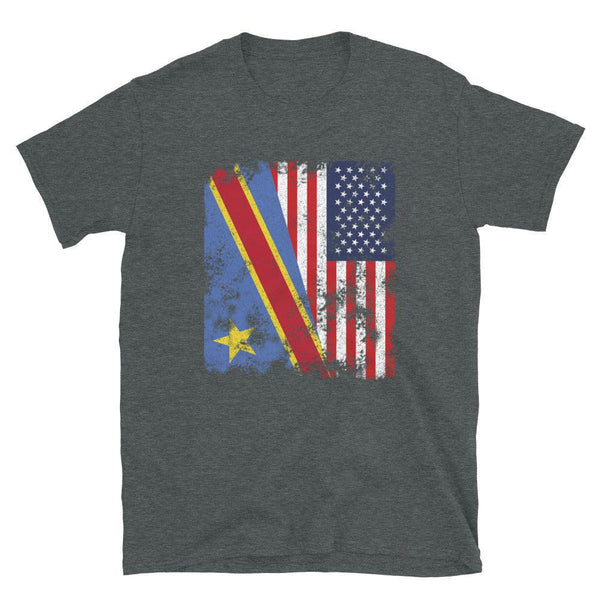 Democratic Republic of Congo USA Flag T-Shirt