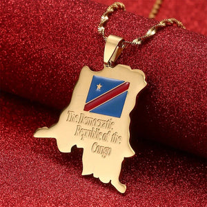 Democratic Republic of The Congo Flag Map Necklace