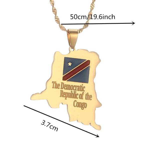 Democratic Republic of The Congo Flag Map Necklace