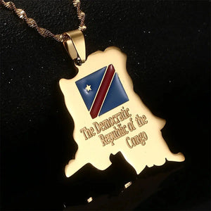 Democratic Republic of The Congo Flag Map Necklace