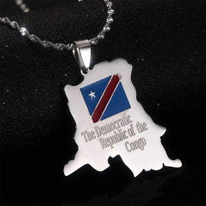 Democratic Republic of The Congo Flag Map Necklace