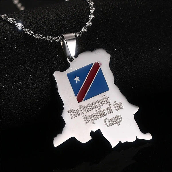 Democratic Republic of The Congo Flag Map Necklace