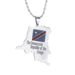 Democratic Republic of The Congo Flag Map Necklace